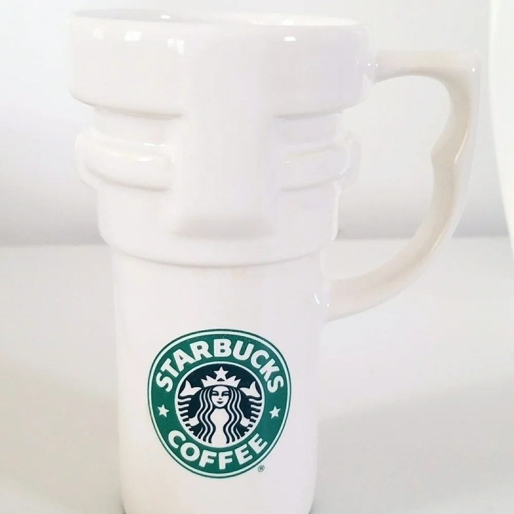 Vintage Rare Starbucks Tall Travel Mug Mermaid Logo Ceramic